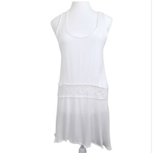 Saint Tropez West White High Low Sleeveless Gauzy Beach Cover Up Size Large